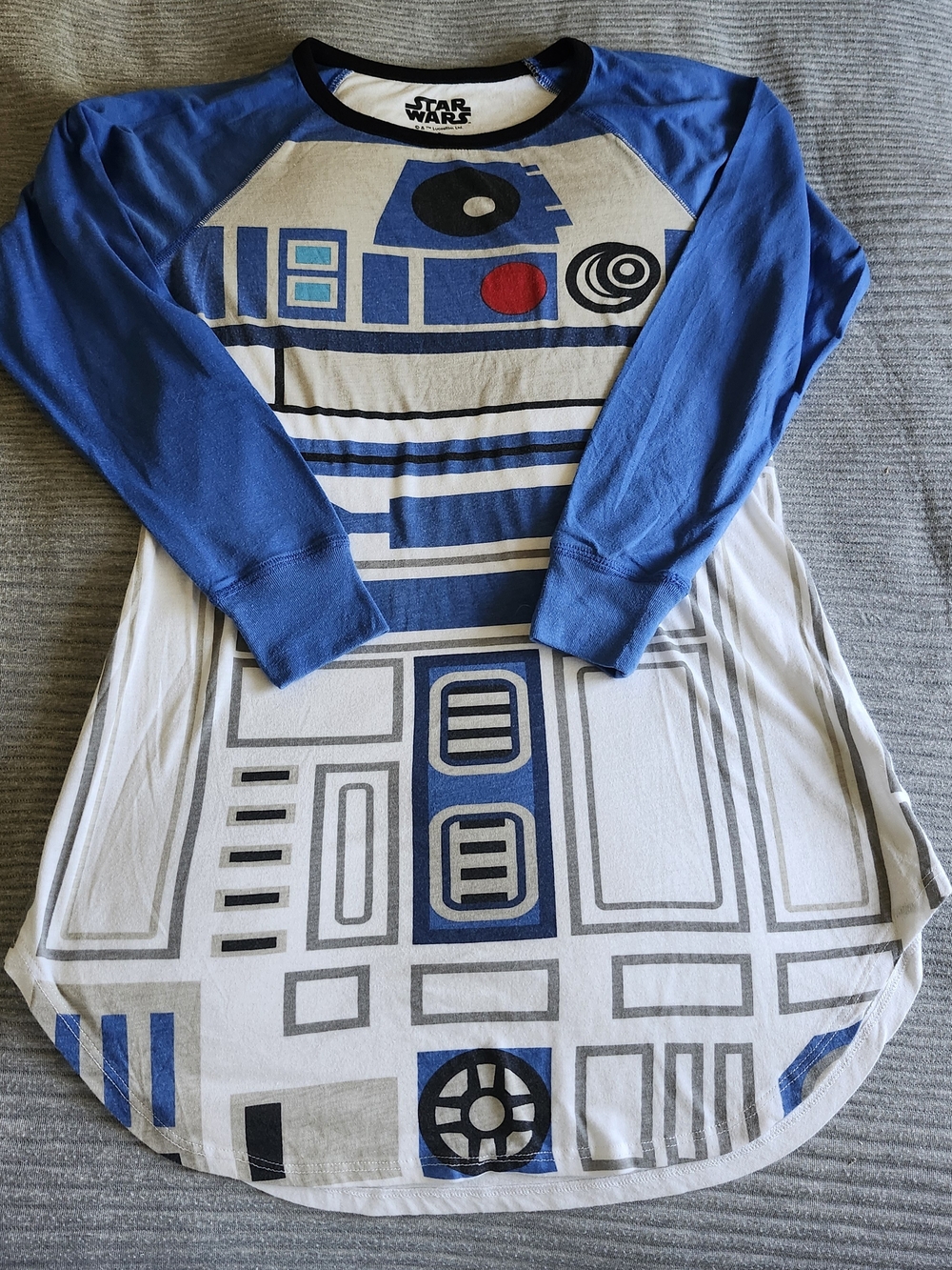 Star Wars R2D2 Nightgown Sleep Shirt Size Small Adult Blue White PJs pajamas